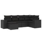 vidaXL Salon de jardin 6 Pièces avec coussins noir résine tressée