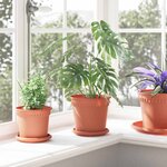 vidaXL Pot à fleurs rond 24 Pièces Rouge brique Ø 17 x 14 cm Plastique