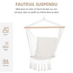 Chaise suspendue chaise hamac de voyage portable assise dossier rembourrés macramé coton polyester beige