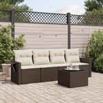 vidaXL Salon de jardin avec coussins 5 Pièces marron résine tressée