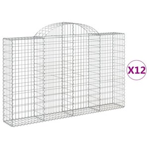 vidaXL Paniers à gabions arqués 12 Pièces 200x30x120/140 cm Fer galvanisé