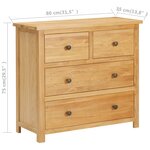 vidaXL Commode 80x35x75 cm Bois de chêne massif