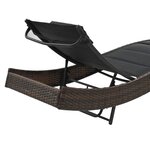 vidaXL Chaise longue Résine tressée et textilène Marron