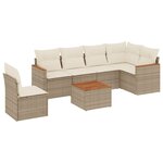 vidaXL Salon de jardin avec coussins 7 Pièces beige résine tressée