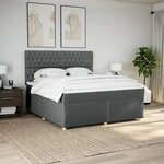 vidaXL Sommier à lattes de lit avec matelas Gris foncé 200x200cm Tissu