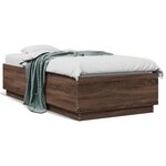 vidaXL Cadre de lit avec lumières LED chêne marron 90x190 cm