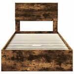 vidaXL Lit de Rangement Chêne fumé 100 x 200 cm Bois d'ingénierie