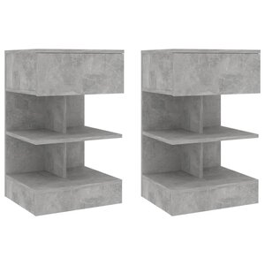 vidaXL Tables de chevet 2 Pièces Gris béton 40x35x65 cm