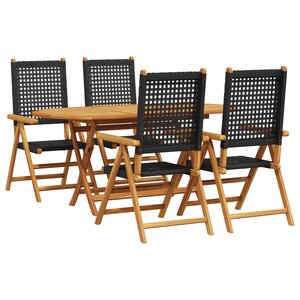 vidaXL Table de jardin pliable 5 Pièces Noir