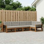 vidaXL Ensemble de canapés d'extérieur 5 Pièces Naturel et Gris clair