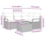 Ensemble de canapé de jardin de 5 pièces vidaXL avec coussins en poly rattan brun