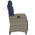 vidaXL Chaise inclinable de jardin et repose-pied gris résine tressée