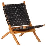 vidaXL Chaise de relaxation pliable noir cuir véritable