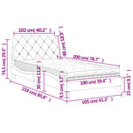 vidaXL Lit avec matelas gris foncé 100x200 cm velours