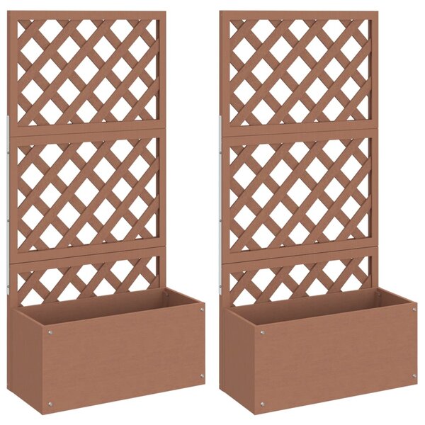 vidaXL Jardinières en treillis 2 Pièces marron 65x33x135 cm WPC