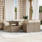 vidaXL Salon de jardin avec coussins 9 Pièces beige résine tressée