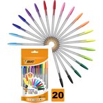 Pack de 20 Stylos Cristal Pointe Large 1 6mm Multicolor BIC