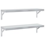 vidaXL Étagères murales 2 Pièces 75x23 5 cm argenté acier inoxydable