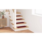 Tapis d'escalier vidaXL avec dos en latex Bordeaux 25x60 cm