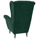 vidaXL Fauteuil à oreilles avec tabouret vert foncé velours
