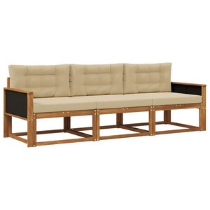 vidaXL Ensemble de canapés d'extérieur 3 Pièces Naturel et Beige