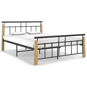 vidaXL Cadre de lit sans matelas métal bois de chêne massif 140x200 cm