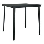 vidaXL Ensemble à manger de jardin et coussins 3 Pièces noir rotin verre