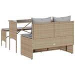 vidaXL Ensemble à manger de jardin et coussins 3 Pièces Beige poly rotin