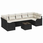 vidaXL Ensemble de canapé de jardin 8 Pièces Noir 55 x 55 x 37 cm