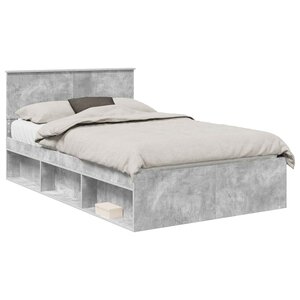 vidaXL Cadre de lit avec tête de lit Béton 120 x 200 cm Pin massif