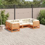 vidaXL Salon de jardin 6 Pièces avec coussins cire marron bois pin massif