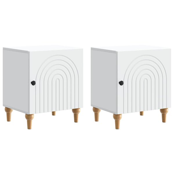 vidaXL Cabinet de chevet 2 Pièces Blanc 43 x 34 5 x 50 cm