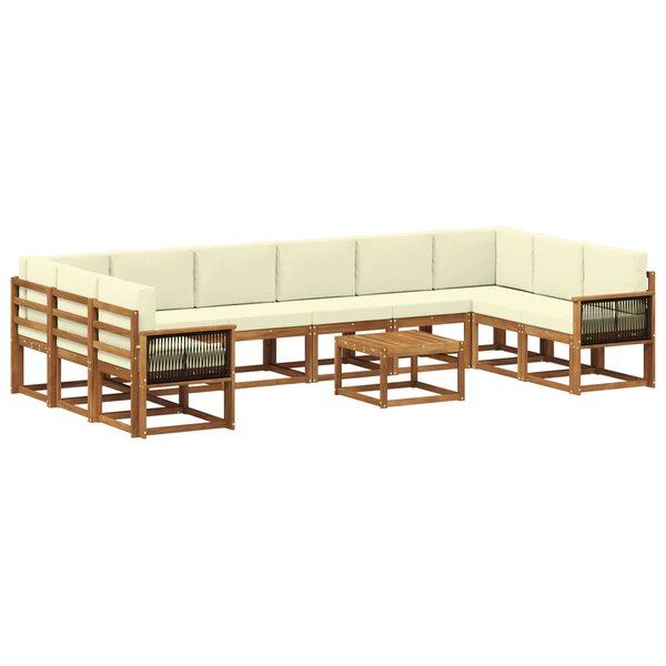 vidaXL Ensemble de canapés d'extérieur 11 pc Naturel et Crème