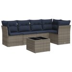 vidaXL Salon de jardin 6 Pièces avec coussins gris résine tressée