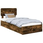 vidaXL Lit de Rangement Chêne fumé 90 x 200 cm Bois d'ingénierie