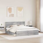 vidaXL Cadre de lit Gris Sonoma 200 x 200 cm Bois d'ingénierie