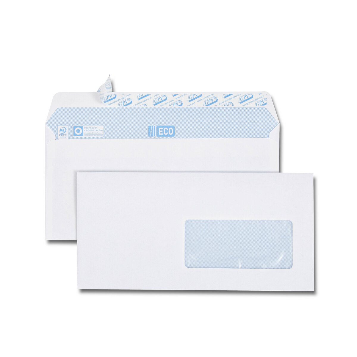 Lot de 500 Enveloppes, DL, 110 x 220 mm, blanc, avec fenêtre - La