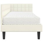 vidaXL Cadre de lit d'angle avec matelas 2 Pièces Crème Velours