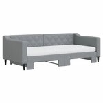 vidaXL Lit de jour avec gigogne et matelas gris clair 90x190 cm tissu