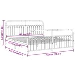 vidaXL Cadre de lit métal avec tête de lit/pied de lit blanc 183x213cm