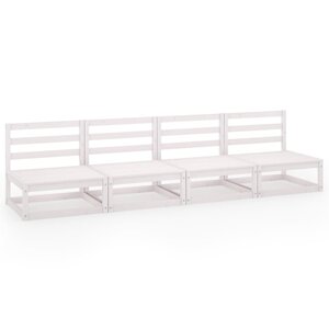 vidaXL Canapé à 4 places de jardin Blanc Bois de pin solide