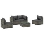Salon de jardin meuble d'extérieur ensemble de mobilier 5 pièces avec coussins résine tressée gris 02_0016445