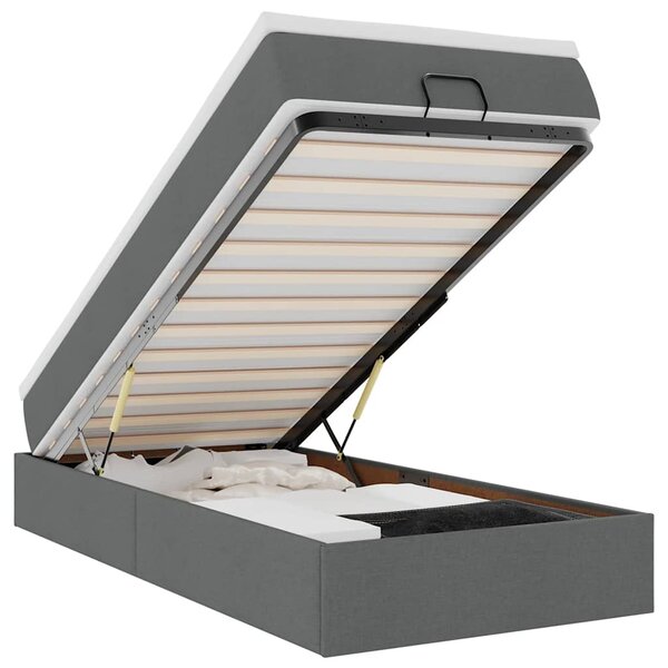 vidaXL Cadre de lit ottoman avec matelas gris foncé 90x200 cm tissu