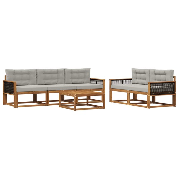 vidaXL Ensemble de canapés d'extérieur 6 Pièces Naturel et Gris clair