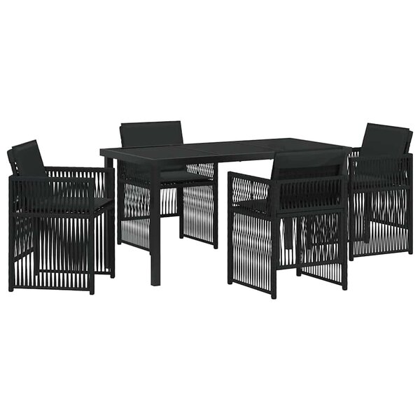 vidaXL Ensemble de salle à manger pour jardin 5 Pièces Noir Poly rotin