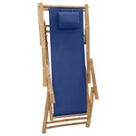 vidaXL Chaise de terrasse Bambou et toile Bleu marine