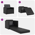vidaXL Sofa Lit de Sol avec coussin Noir 74 x 77 x 81 cm Faux cuir