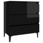 vidaXL Buffet Noir brillant 60x35x69 cm Bois d’ingénierie