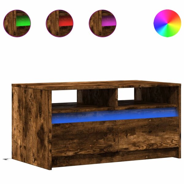 vidaXL Table basse avec lumières LED chêne fumé ois d'ingénierie