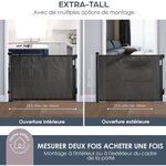 Extra haute barrière de sécurité rétractable 60 à 140 cm Hauteur 90 cm - Noir
